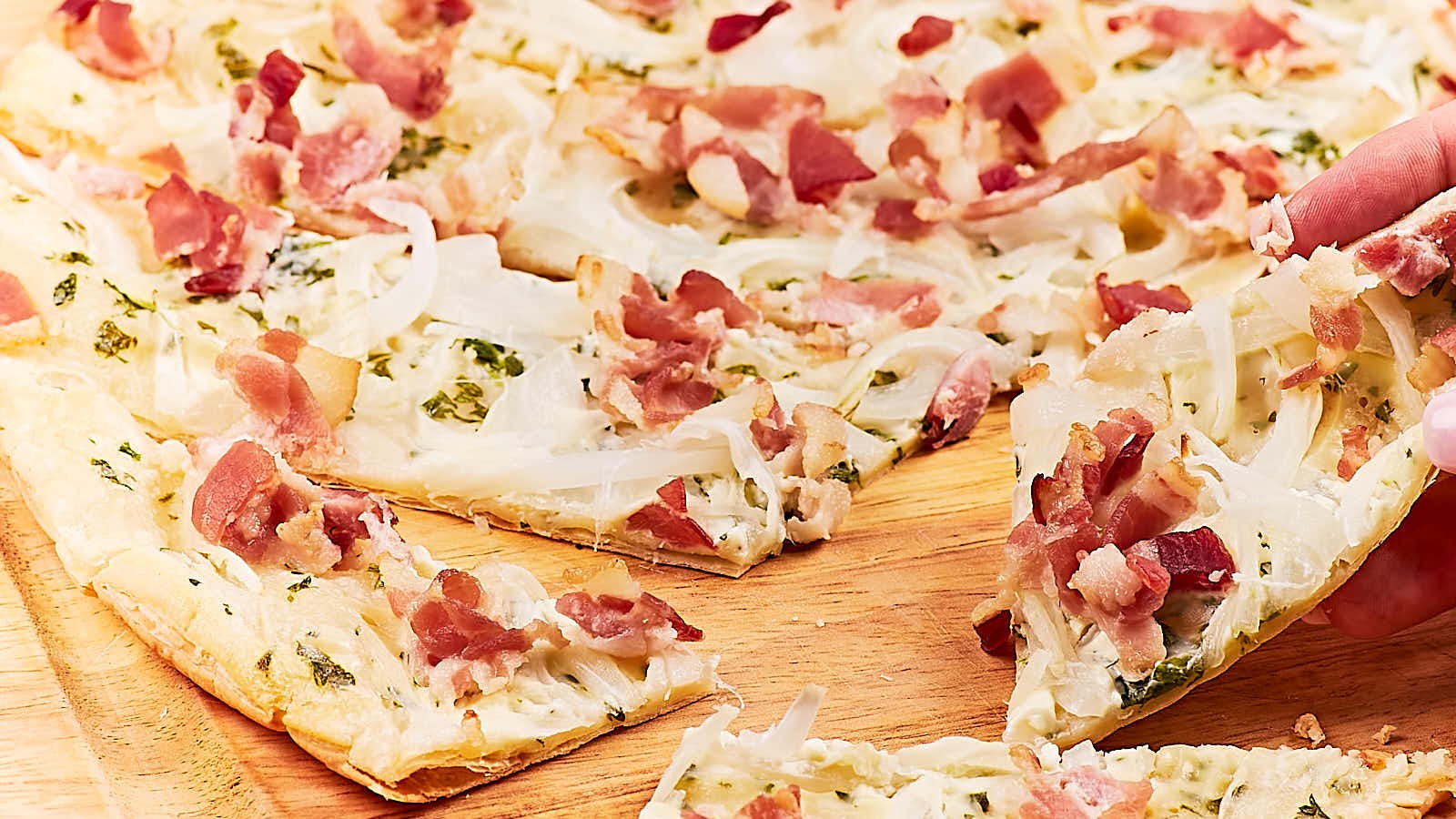 Bacon and Onion Flatbread Pizza