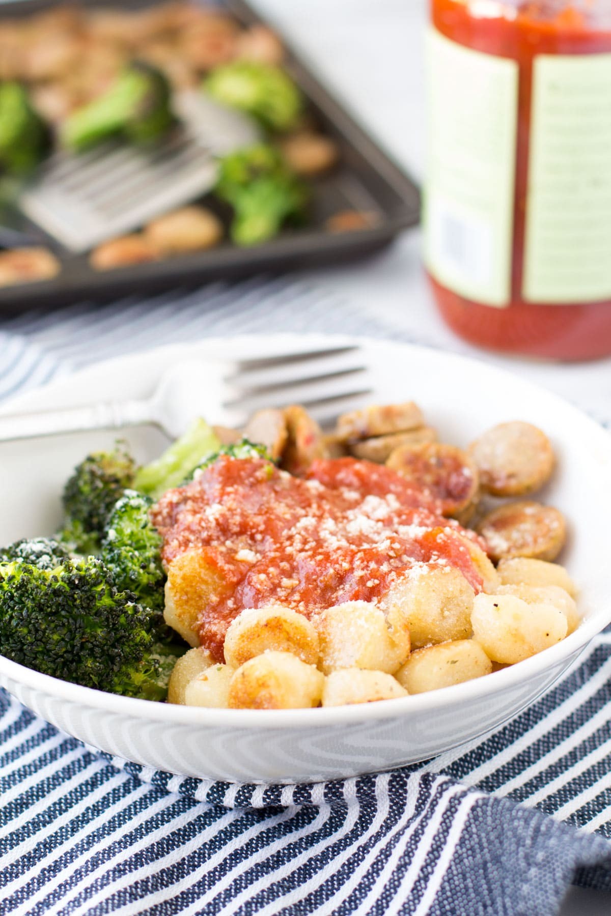 Sheet Pan Trader Joe’s Cauliflower Gnocchi with Chicken Sausage & Broccoli