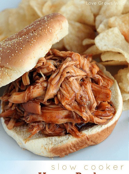 Slow Cooker Honey Barbecue Chicken Sandwiches