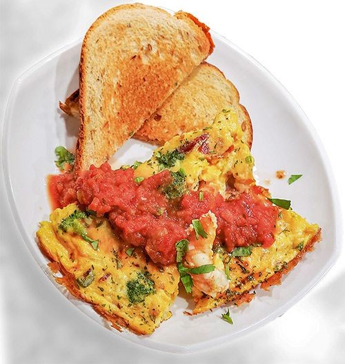 Shrimp Spinach Sunny Side Up Omelette