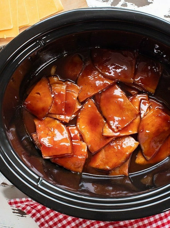 Slow Cooker Barbecue Ham Sandwiches