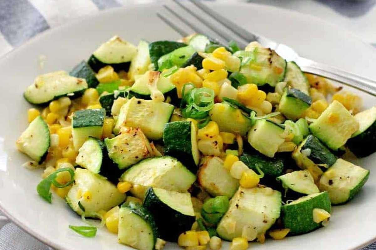 Lemon And Garlic Roasted Zucchini And Corn