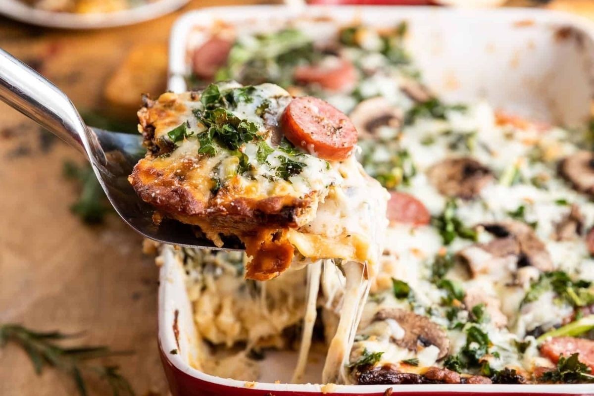 Roasted Garlic Sausage Kale And Mushroom Lasagna