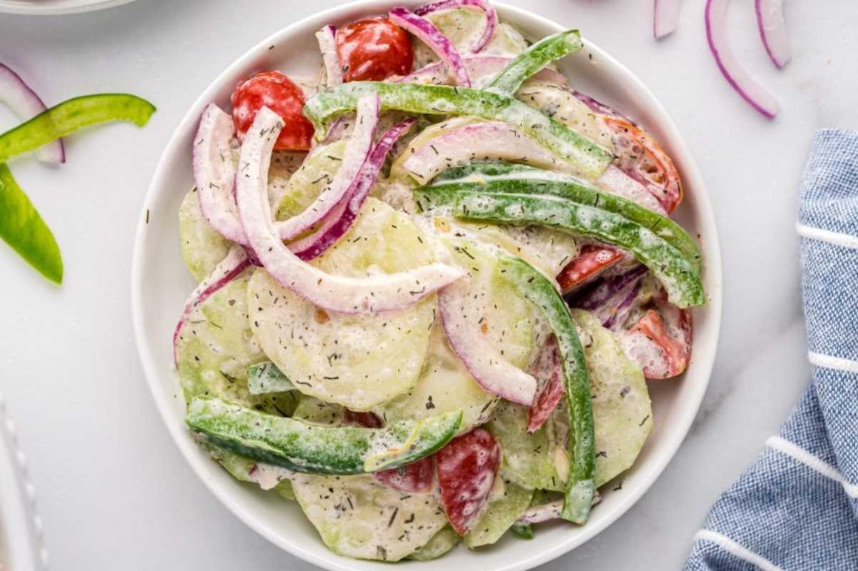 Easy Creamy Cucumber Salad With Sour Cream Dressing