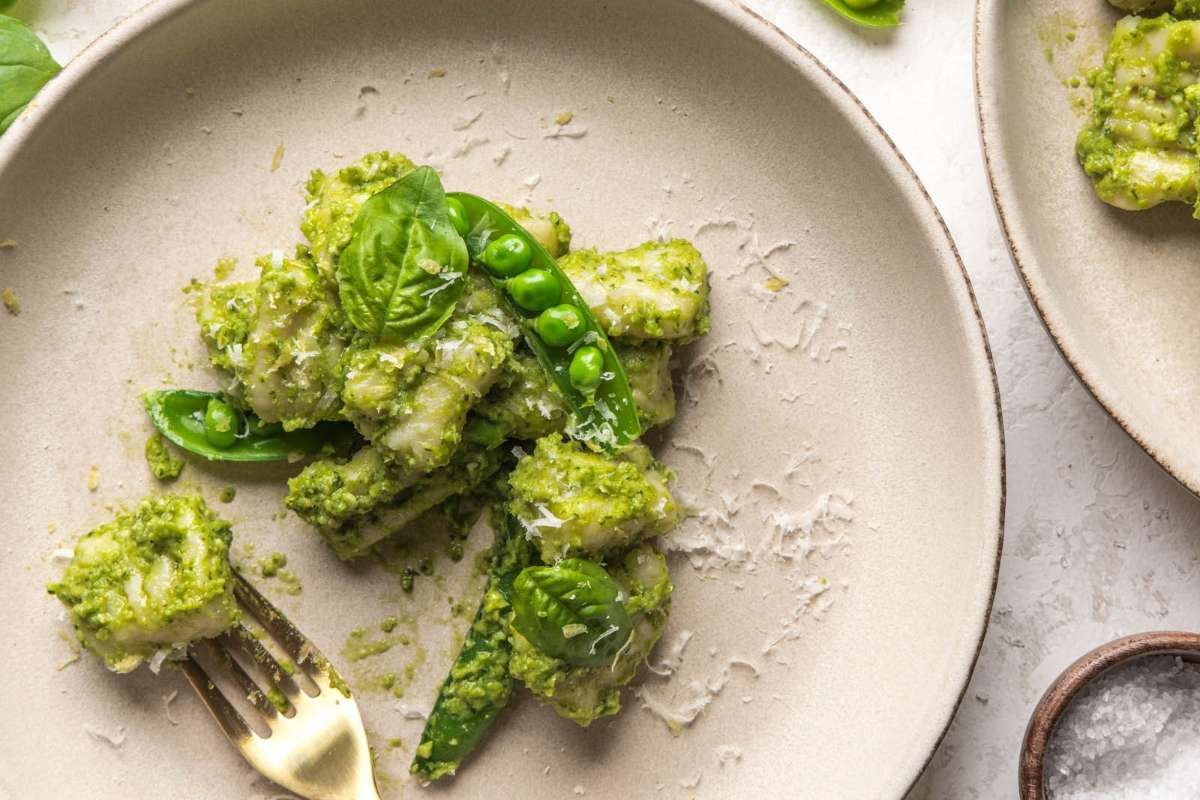 Homemade Gnocchi with Pea Pesto