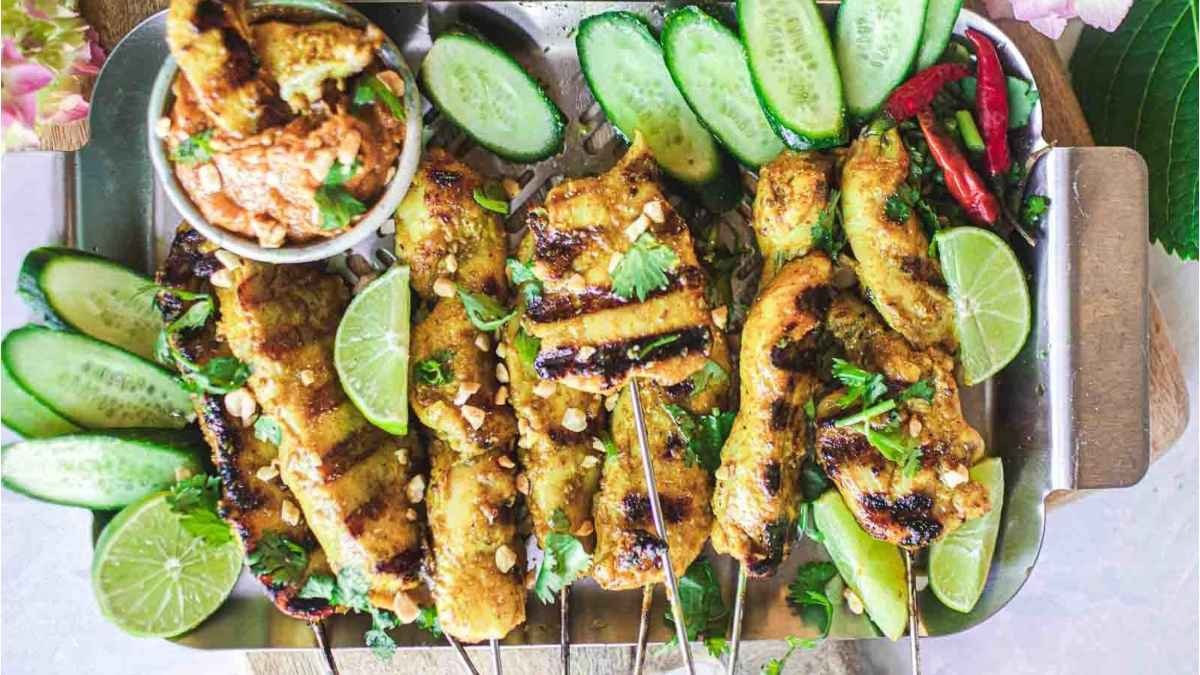 Authentic Thai Chicken Satay Recipe, สะเต๊ะไก่
