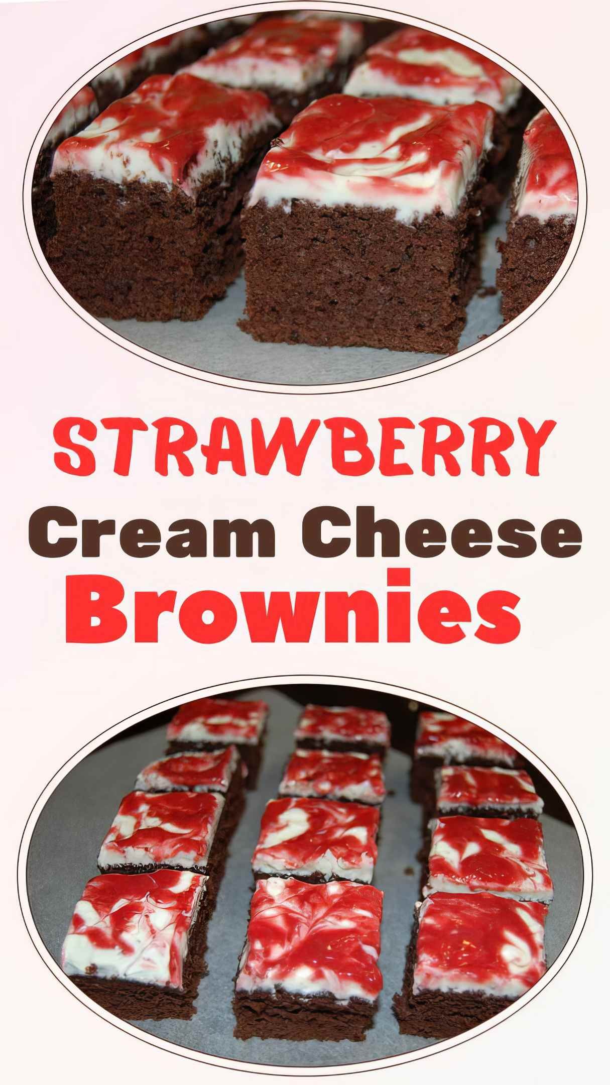 Decadently Layered Strawberry and Velvety Cream Cheese Brownies