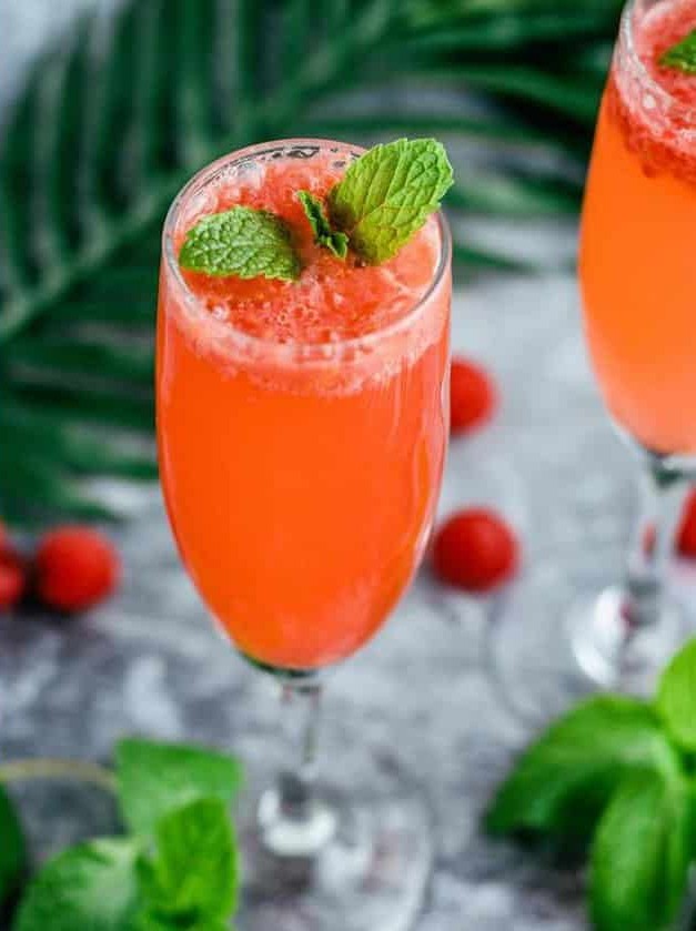 Raspberry Champagne Punch Bellini