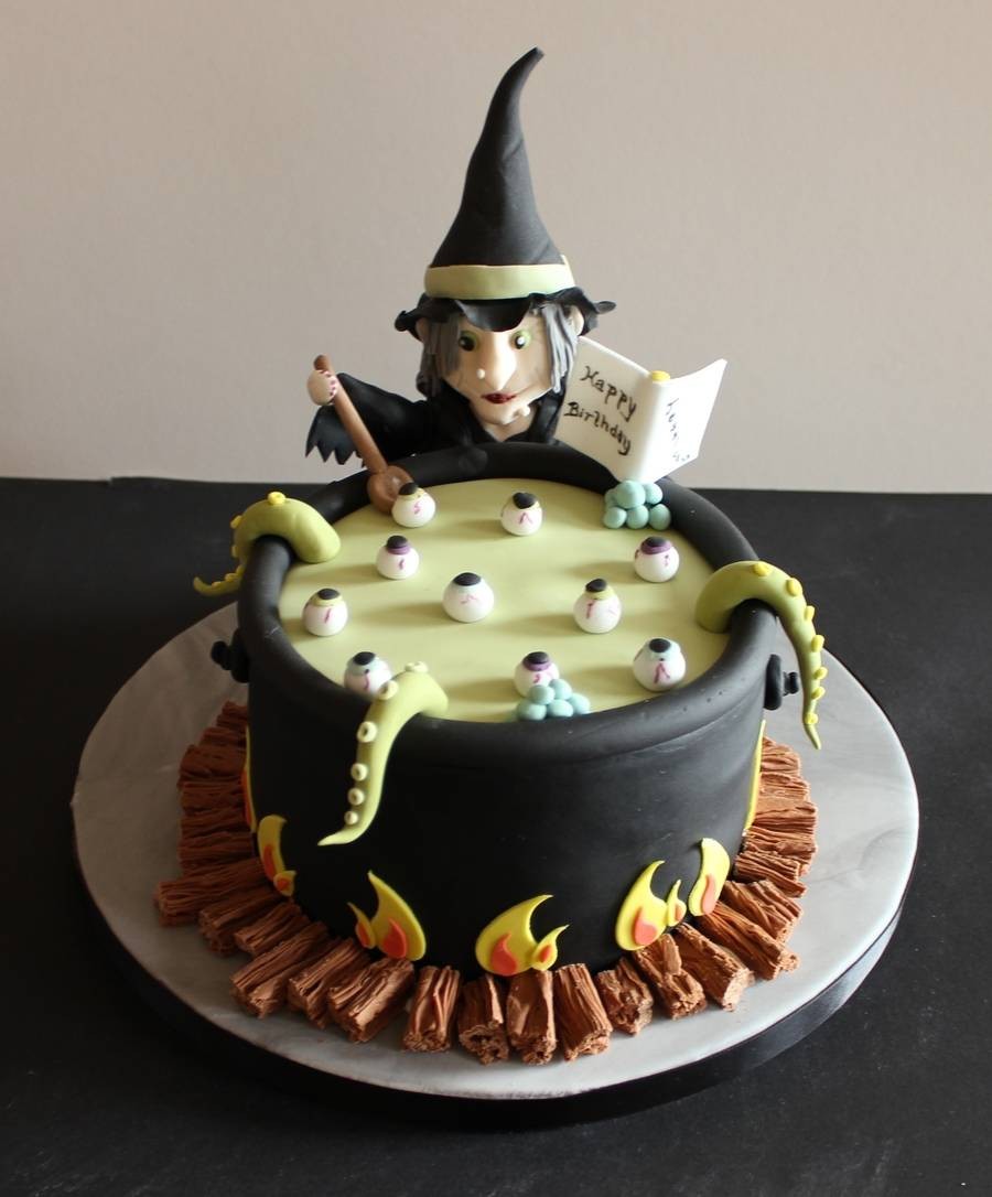 Halloween Cake Decoration Idea 4. Mysterious Witch’s Brew Cake