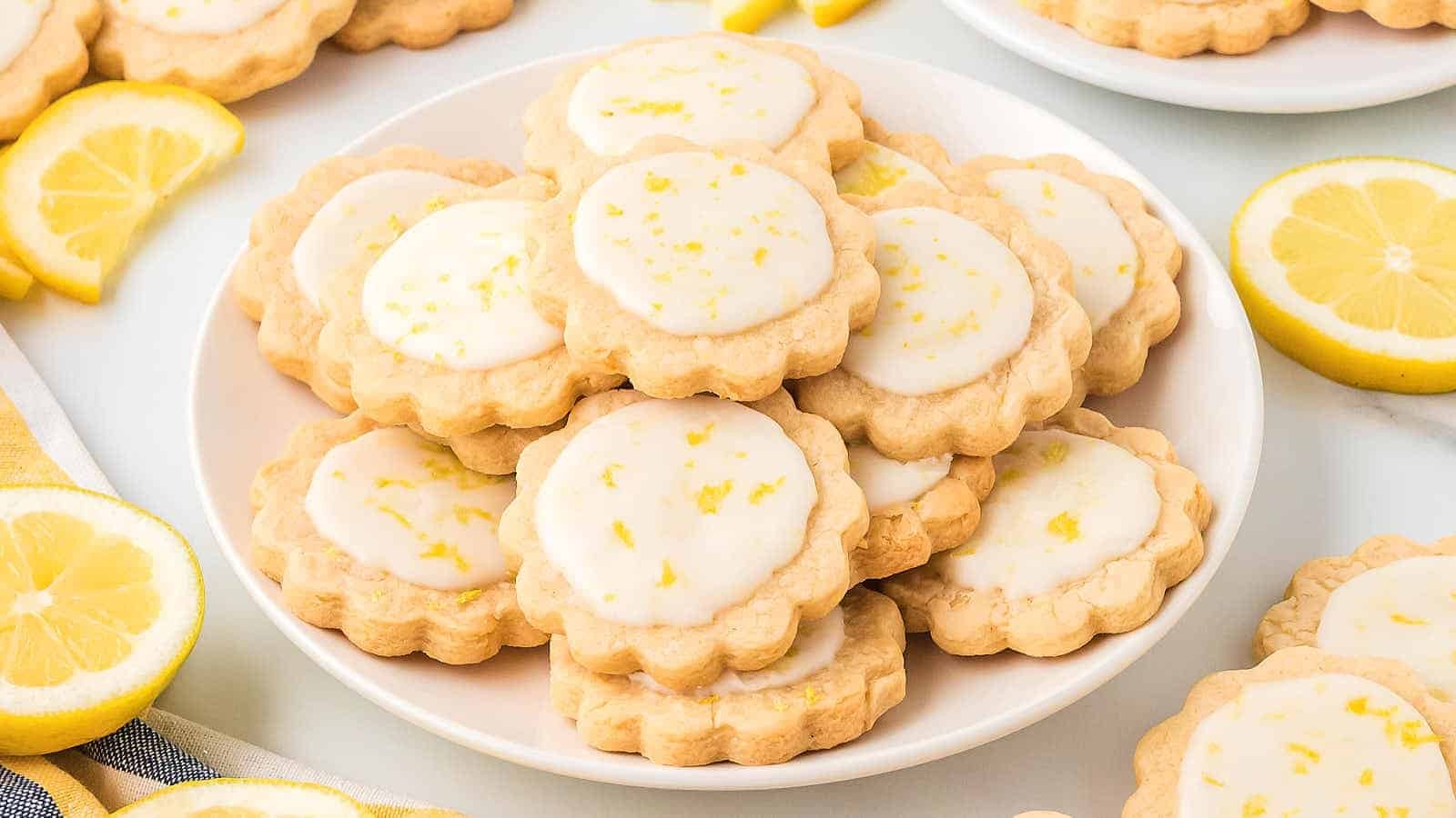 Glazed Lemon Shortbread Cookies