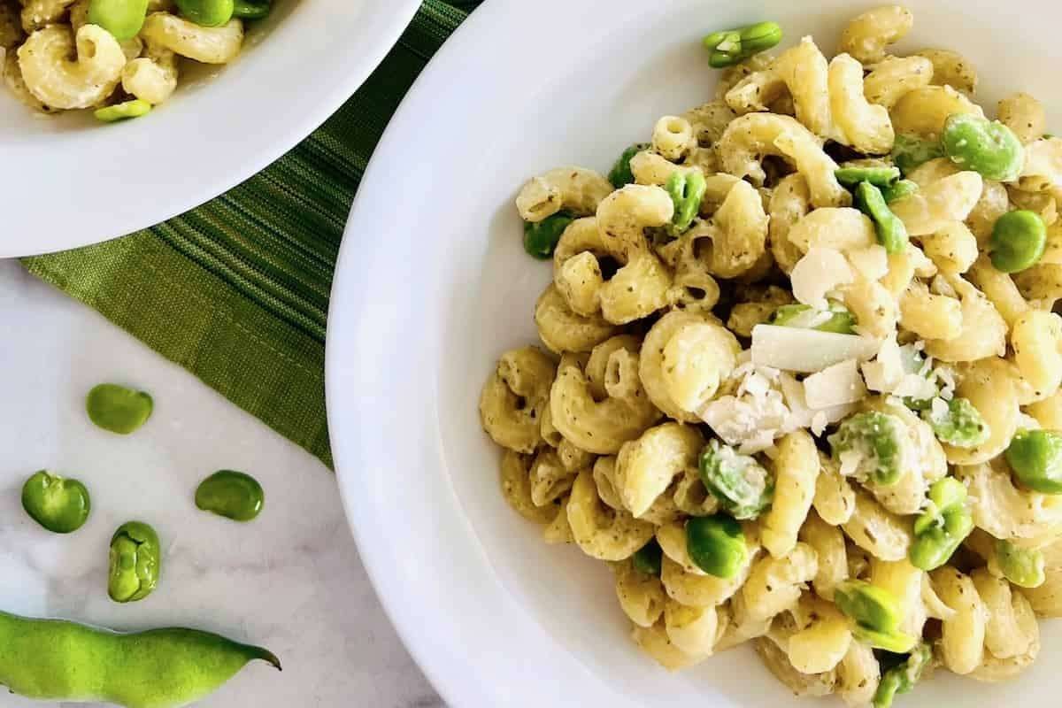 Creamy Pesto Pasta With Fava Beans