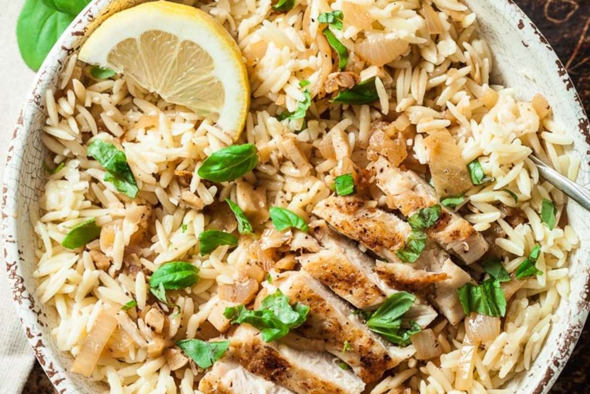 Lemon Basil Orzo with Chicken