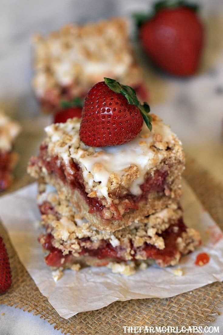Strawberry Rhubarb Blondies