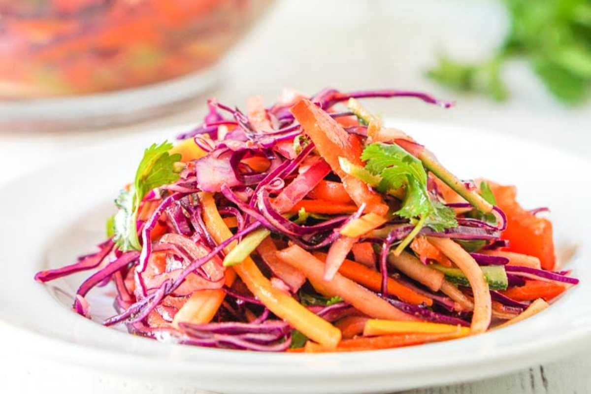 Low Carb Rainbow Asian Slaw