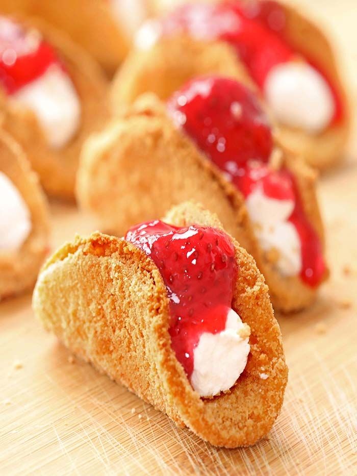 Churro Dessert Tacos with Strawberries and Cream