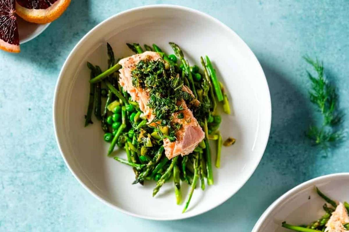 Slow Roasted Salmon with Spring Herb Sauce