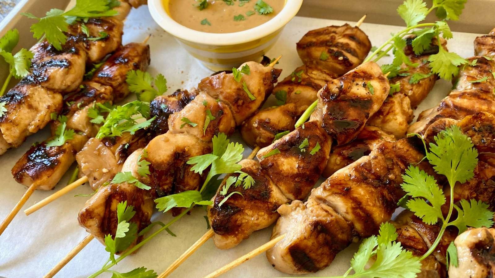 Teriyaki Chicken Skewers And Peanut Sauce