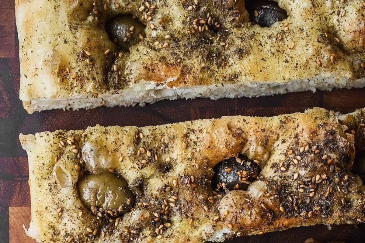 No-Knead Olive Za’Atar Focaccia Bread