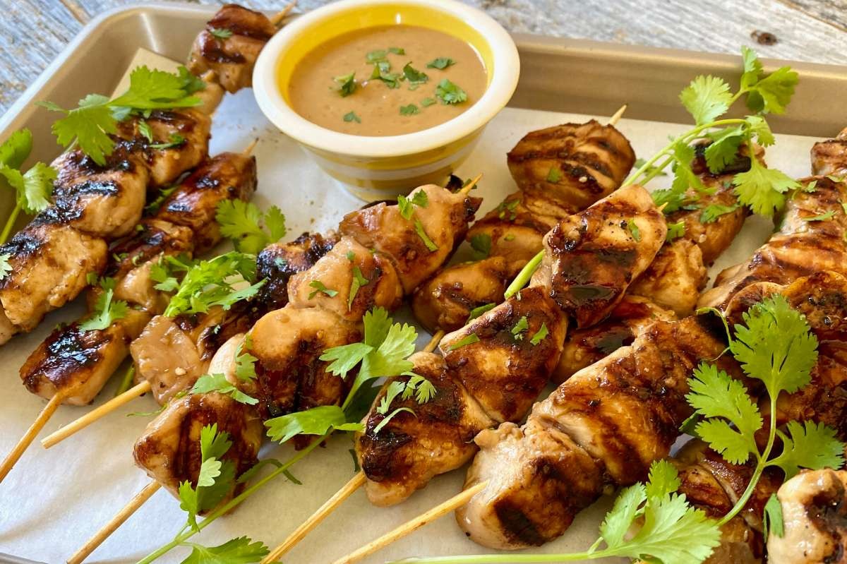 Teriyaki Chicken Skewers And Peanut Sauce