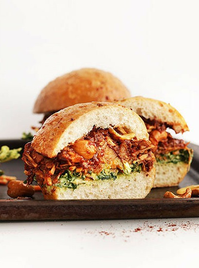 BBQ Jackfruit Sandwiches with Avocado Slaw