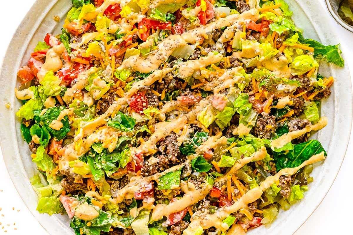 Big Mac Salad Recipe (Cheeseburger Salad)
