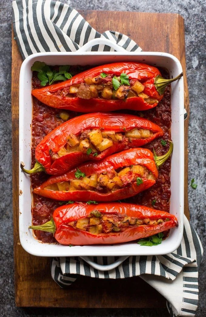 Stuffed Banana Peppers (with Chorizo, Goat Cheese, Basil & Chives)