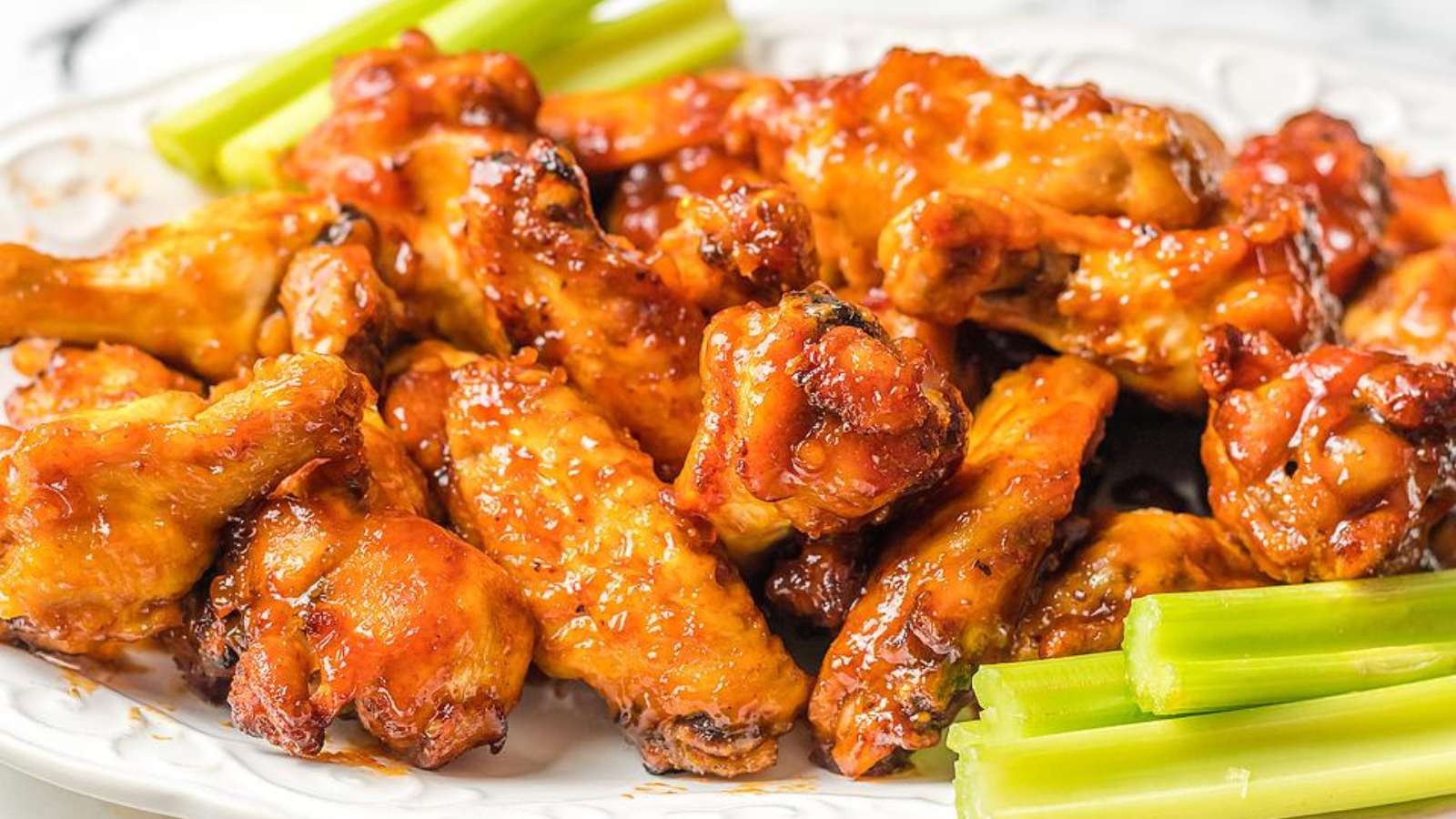 Air Fryer BBQ Peach Bourbon Wings