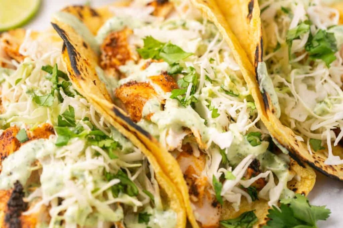 Easy Blackened Mahi Mahi Tacos with Cilantro Lime Crema