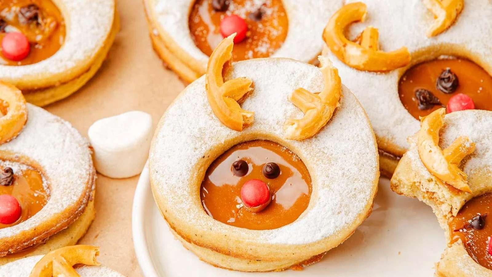 Biscoff Reindeer Linzer Cookies