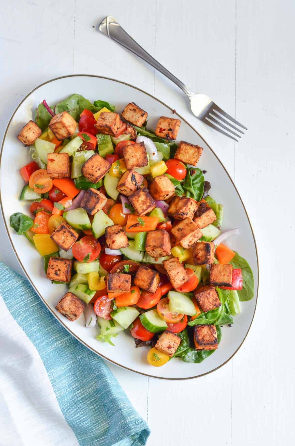 Spicy Tofu Panzanella Salad