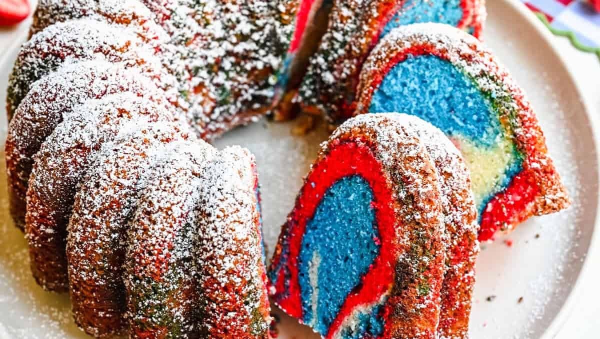 Red White & Blue Marble Cake