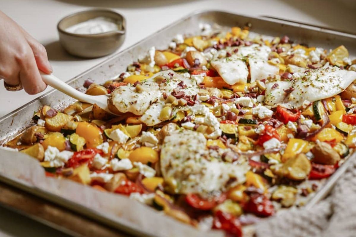 Greek Baked Tilapia Recipe (One Sheet Pan)