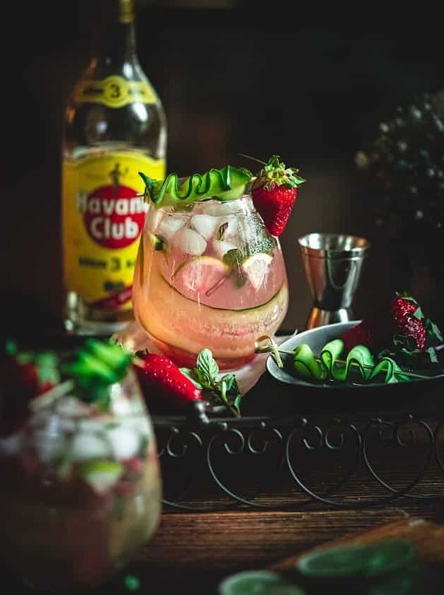 Honey Strawberry and Cucumber Mojito