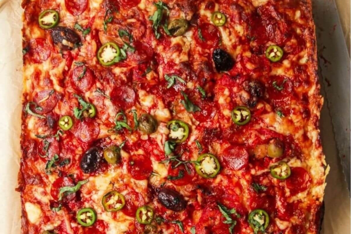 Focaccia Pepperoni Pizza Bread With Crispy Cheese Crust