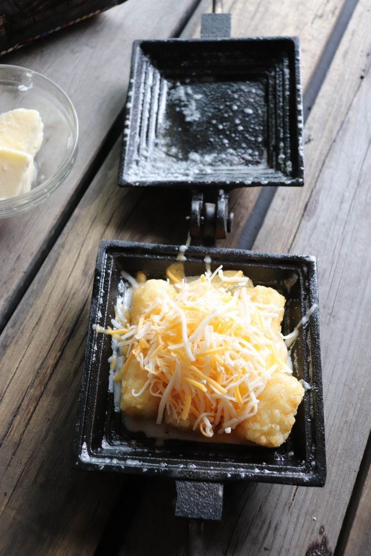 Pie Iron Cheesy Tots