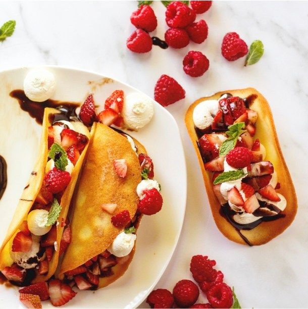 Crispy Sopapilla Dessert Tacos with Ice Cream and Berries