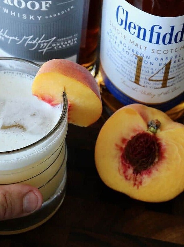 Peach Whiskey Sour Cocktail