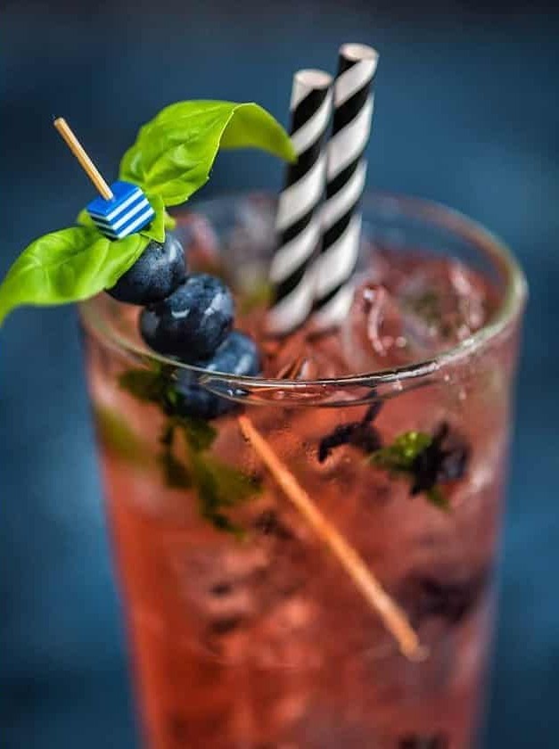 Blueberry Basil Moscow Mule Cocktail