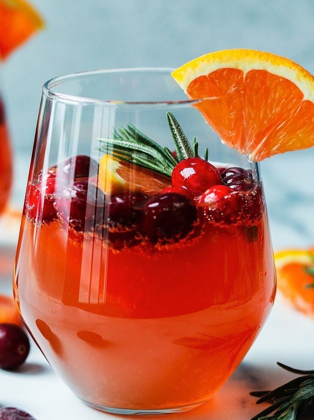 Cranberry Orange Prosecco Cocktail With Rosemary