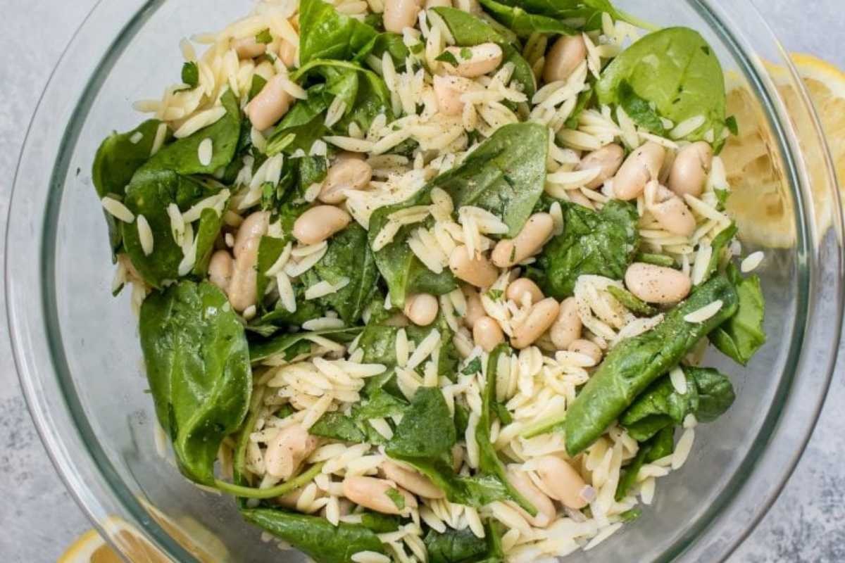 Spinach Orzo Salad With White Beans