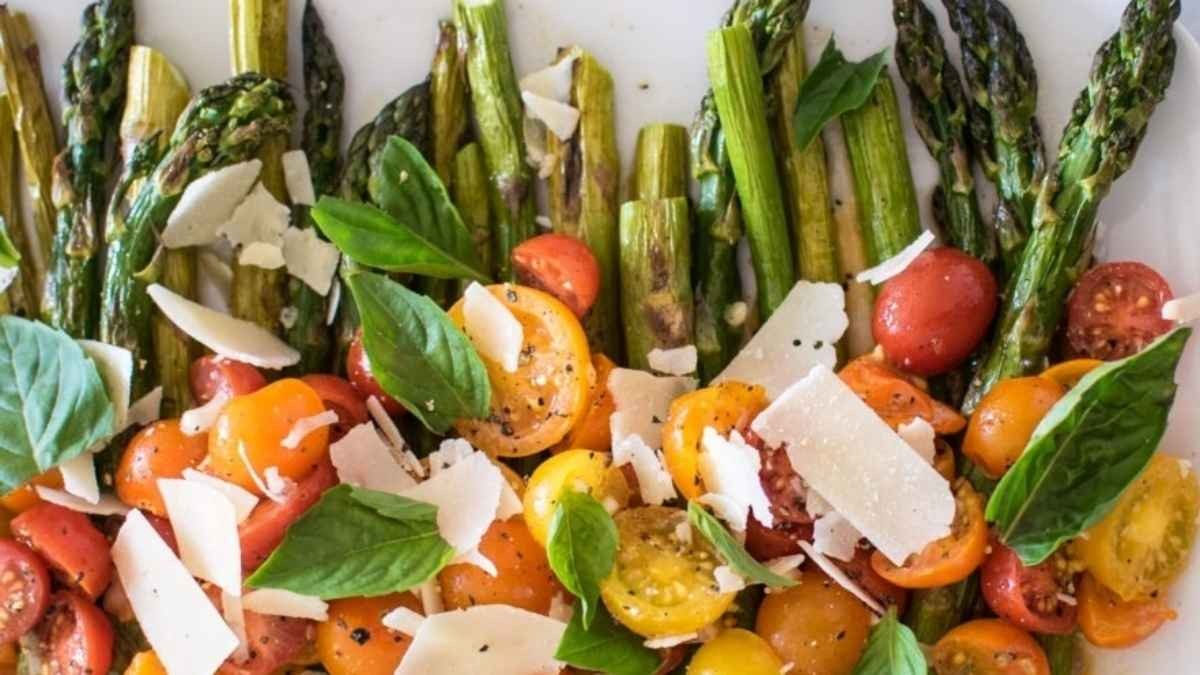 Roasted Asparagus With Marinated Tomato Salad