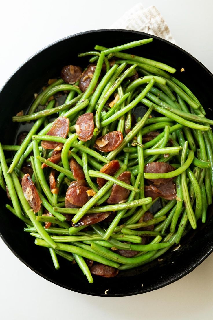Snow Peas with Chinese Sausage
