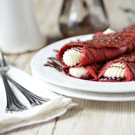 Red Velvet Pancakes With Cream Cheese Glaze