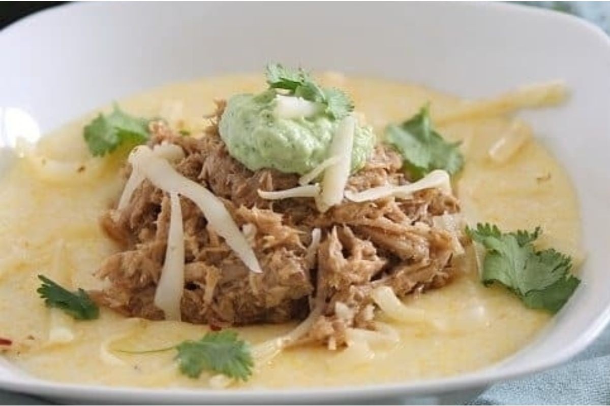 Slow Cooker Balsamic Pulled Pork With Polenta And Avocado Crema