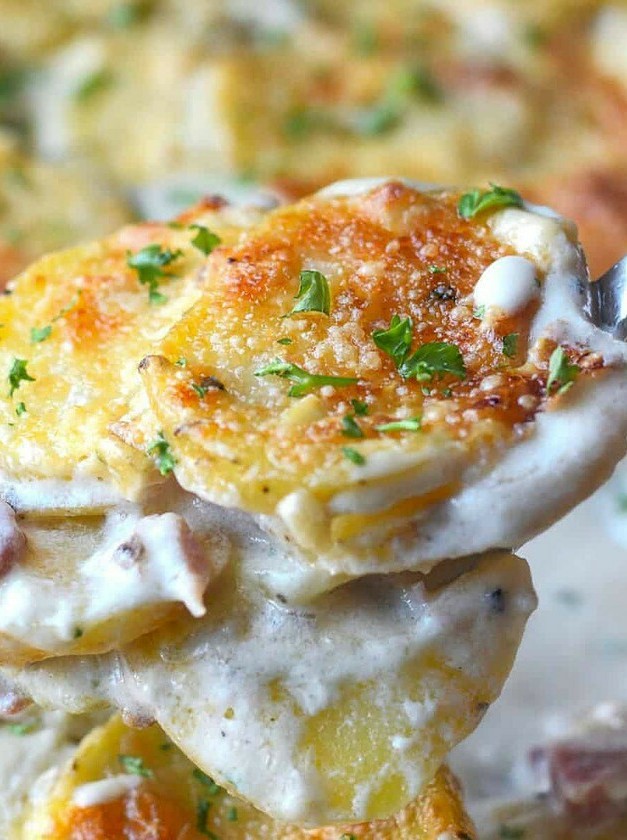 Parmesan Scalloped Potatoes with Ham