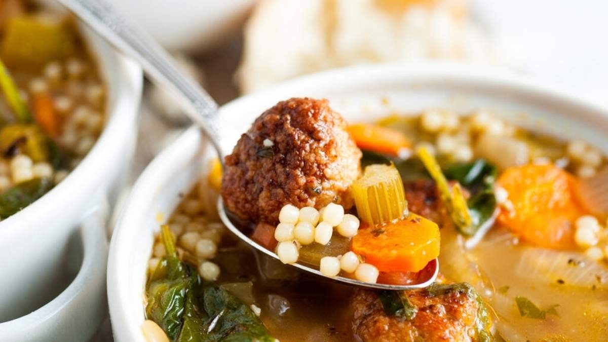 Italian Wedding Soup with Chicken Meatballs