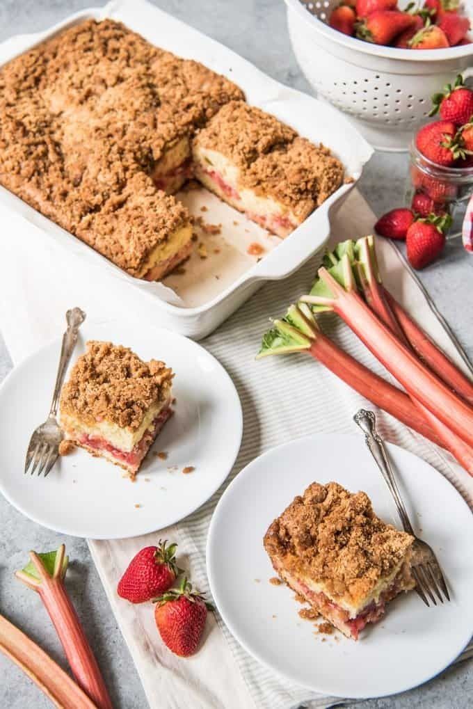 Strawberry Rhubarb Upside-Down Cake