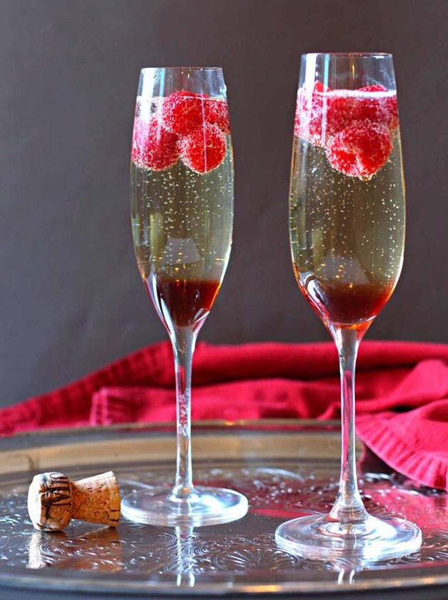 Raspberry Chambord and Prosecco Cocktail