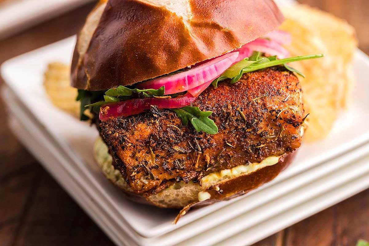 Smoked Blackened Salmon Sliders