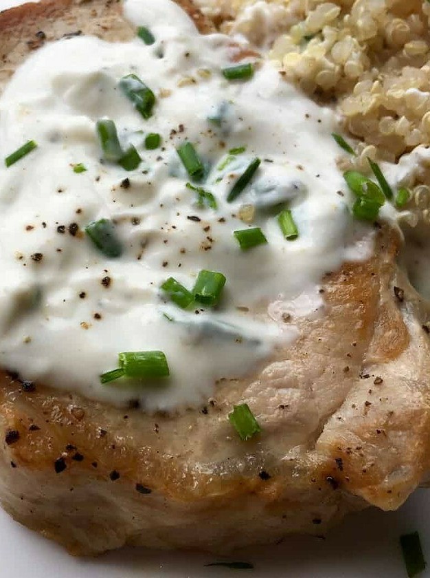 Boneless Pork Chops with Creamy Chive Pan Sauce